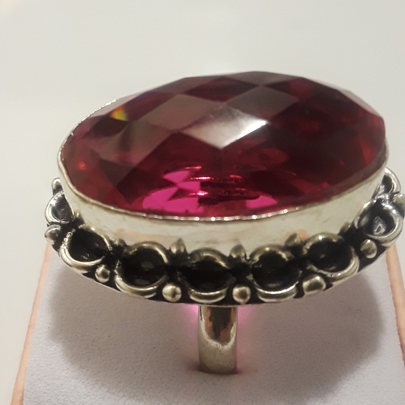 925 stamped pink topaz ring size 8 and 1/4 - Picture 3 of 5